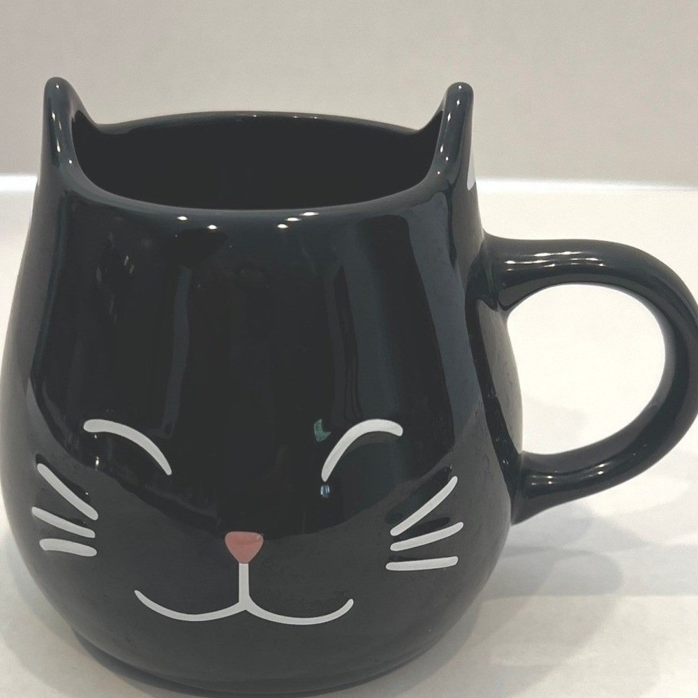 World Market Black‎ Cat Face Ceramic Coffee Mug